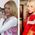 Alena Kravets in her youth and after plastic surgery